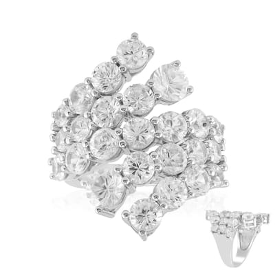Cavill - Brede zilveren ring 925 sterling zilver met 7,792 ct ronde zirkonia Tanzania - Rhodium verguld - Moderne elegante handgemaakte ring