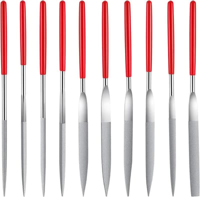 Set van 10 Mini Diamant Vijlensets, 0.6 x 1.8 cm, Fijne Bestanden voor Hout, Metaal en Steen, Ideaal voor 3D Printen en Hobbyprojecten