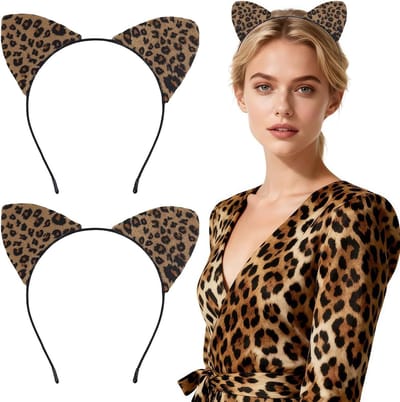 Leopard Oor Hoofdband Set voor Vrouwen - Dierenprint Haaraccessoires voor Carnaval, Halloween en Cosplay