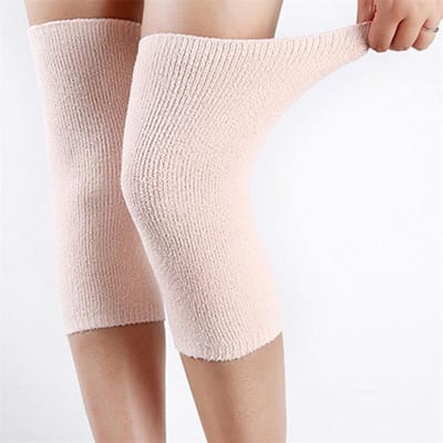 Genouillères chaudes d'hiver au charbon de bambou pour femmes hommes Support de genou Protection course Équipement temps froid