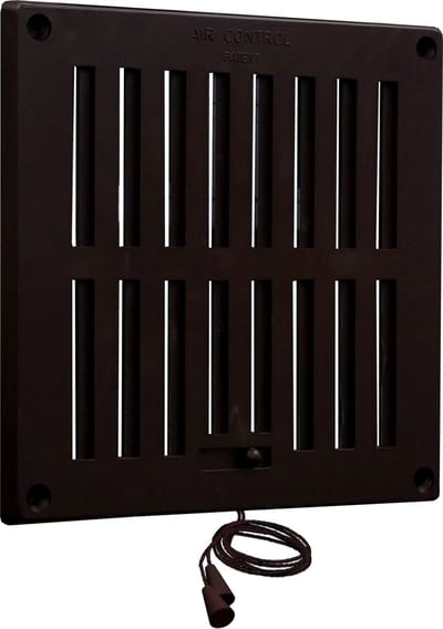 Schuifrooster afsluitbaar met vliegengaas 200x200mm, kunststof bruin (8"x8" m / 04)
