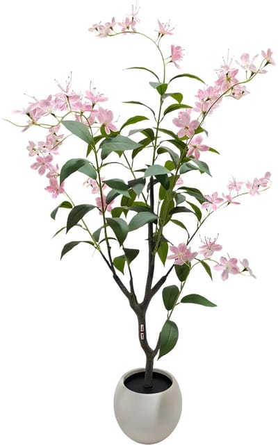 Kunstmatige Jasmijnboom - Voor Thuiskantoor & Binnen - Nepbloemplant, Faux Stijl - Witte Plantenbak - Flower Tree-120cm