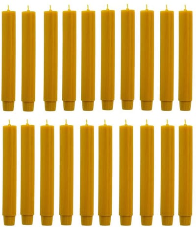 Rustik Lys chique mooie dinerkaarsen pak van 20 stuks 2.6 x 18 cm in de kleur Natuur Okergeel