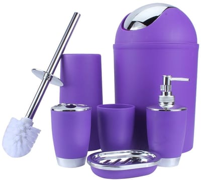 Dailygoods- Badkameraccessoireset 6-delig - Zeepdispenser - Tandenborstelhouder - Tandenborstelbeker - Zeepbakje - Vuilnisemmer met chromen details - Badkamer Set
