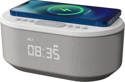 Radiowekker - Wekker Digitaal voor Draadloze Oplader, Wekkerradio Digitale met Bluetooth, USB-oplader, Dimbaar LED Display en Dual Alarm, Alarm Clock (Wit)