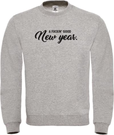 Foute kersttrui grijs XL - A fuckin' good new year - zwart soBAD. | Kerst | Foute kerst trui | Sweater unisex | Sweater mannen | Sweater vrouwen | Nieuwjaar | Feest | Glitter