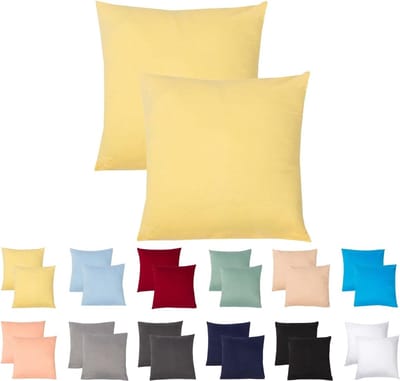 Set van 2 kussenslopen 40 x 40 van % 100 katoen jersey stof 140 g/m², verborgen ritssluiting, kussensloop 40 x 40 cm, kussenhoes, ultrazacht en ademend, Oeko-Tex gecertificeerd