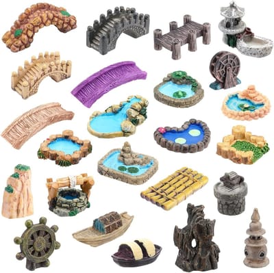 Miniatuur Tuin Accessoires - Fairy Tuin Beeldjes - DIY Tuin Decoratie - 24 Delige Set - Mini Formaat - Kleurrijk