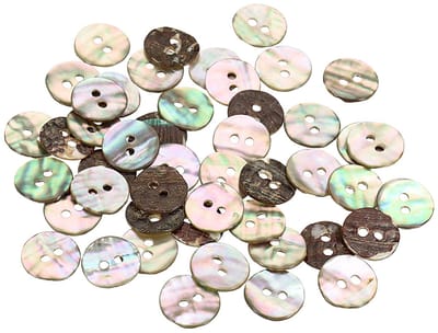 Knopen van natuurlijk parelmoer, 2 gaten, 12 mm, knopen van parelmoer, voor shirt, jassen, jeans, rokken, doe-het-zelf, naaien, handwerk, 1,1-1,5 mm dik, bruin