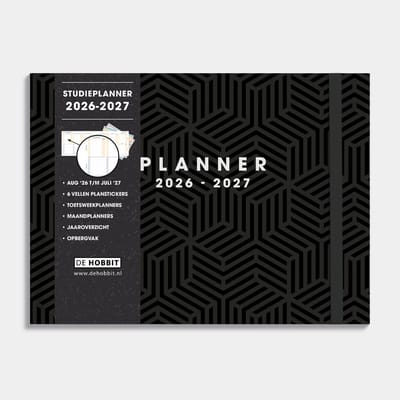 Hobbit - Studieplanner 2026-2027 - 1 week op 2 pagina's - Huiswerkplanner - Harde Kaft - A5+ (17,5 x 24 cm) - Geometrisch Zwart