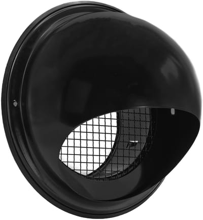 RVS buitenrooster bol model grofmazig gaas Ø180mm zwart