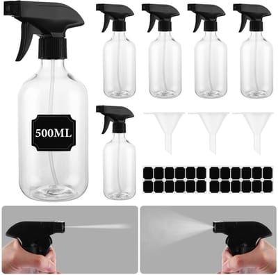 Dailygoods- Spuitfles 500 ml - 6-delige Set - Waterspuitfles - Verstuiver - Knijpfles - Kunststof - Verstelbaar mondstuk - Spray Bottle