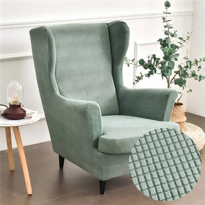 1x Stoelhoezen - elastisch & vlekbestendig - voor leunstoel en oorfauteuil - woonkamer decoratie - Donkergroen