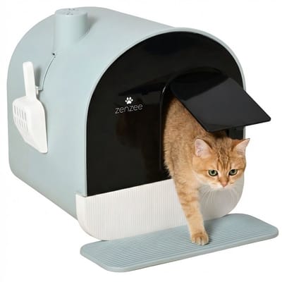 Kattenbak - Uitneembare lade - Incl geurneutralisator - Incl. kattenbakmat & kattenbakschep - Voor grote & kleine katten - Groen