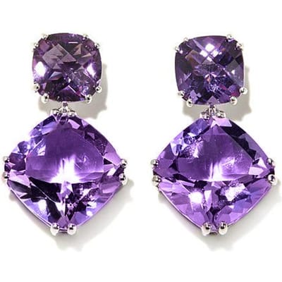 POMOiii Edele bruidsoorbellen voor bruiloft Geometrische paarse zirconia Hoge kwaliteit elegante damesaccessoires Nieuwe sieraden