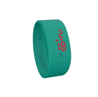 TOO LATE - siliconen horloge - LED WATCH BIG BROTHER - breed 24 mm - Emerald Green M