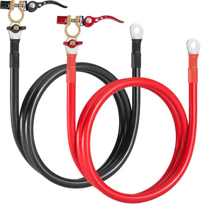 Accukabel 25mm² met Accupoolklemmen - 1 Meter - 120A - Voor 12V en 24V Autoaccu