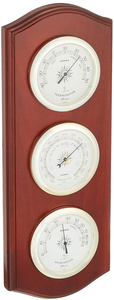 Weerstation Gids - Buitenweer Indicator - Weersvoorspelling Thuis - Analoge Weerindicatie - 43 x 16 cm - Zilver