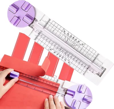 Papiersnijder 4-in-1 - Snijmachine Knutsels - Precisie Snijwerk - Kindvriendelijk Ontwerp - A6 A4 formaat - Roze