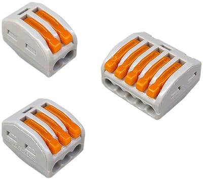 Dailygoods - Hendel-moer-aansluitingsset - Kabelconnectoren - Compacte veeraansluiting - Oranje en Grijs - Klemmenblok - 30 stuks - Geschikt voor dive...