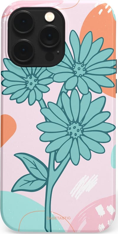 Casetastic hoesje geschikt voor Apple iPhone 14 Pro Max - MagSafe - Dubbellaagse bescherming - Roze Oranje Bloemen - Fashion Case - Wit Mintgroen Lichtroze Lichtblauw