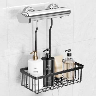 Dailygoods- Doucheplank zonder boren - Doucherek hangend - Douche rekje - Roestvrij staal - 1 Compartment - Maximaal 22 kg opslag