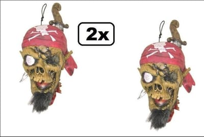 2x Onthoofd hoofd piraat - Halloween griezel creepy scary thema feest piraten