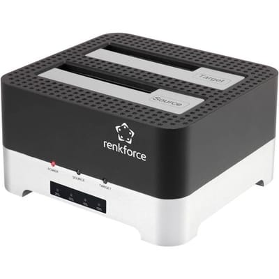 Renkforce RF-DOCKING-02 USB-A 3.0 SATA 6 Gb/s 2 poorten Harde schijf-kopieerstation 2.5 inch, 3.5 inch Met clone-functie