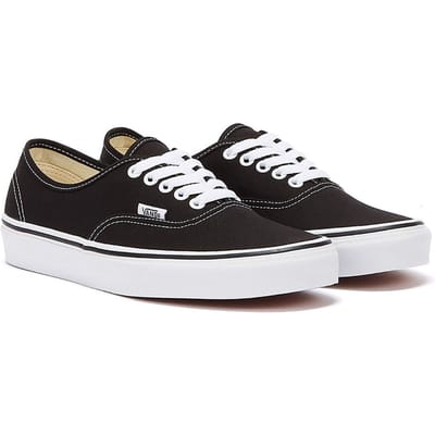 Vans Authentic Unisex Zwart Wit Canvas Vulcanised Skate Trainers