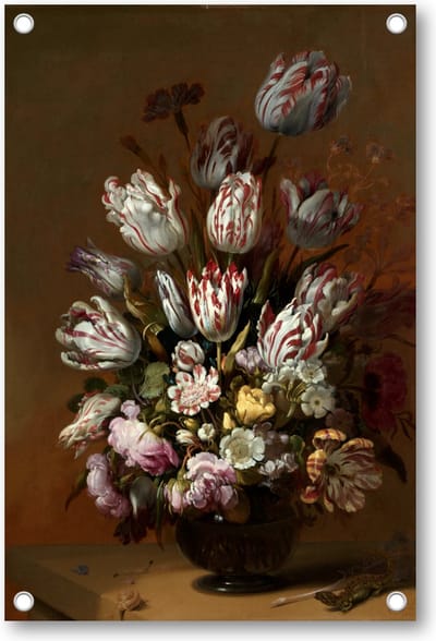 Stilleven met bloemen, Hans Bollongier, 1639 - Tuinposter 60x90 - Wanddecoratie - Hans Bollongier - Meesterwerken - Bloemen