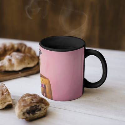 Magische Mok - Foto op Warmte Mokken - Koffiemok - Tijger - Bril - Geel - Jasje - Magic Mok - Beker - 350 ML - Theemok