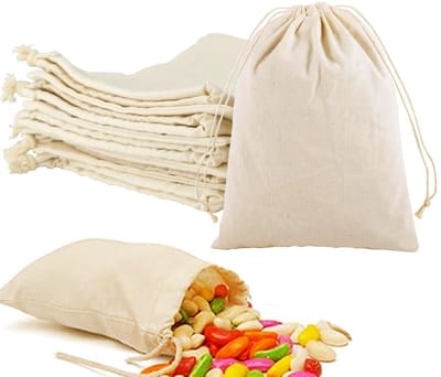 Dailygoods- Katoenen Zakken 12 Stuks - 15 x 20 cm - Stoffen Zakjes - Trekkoord - Leeg voor Lavendel - Handwas aanbevolen - Stoffen Tasjes