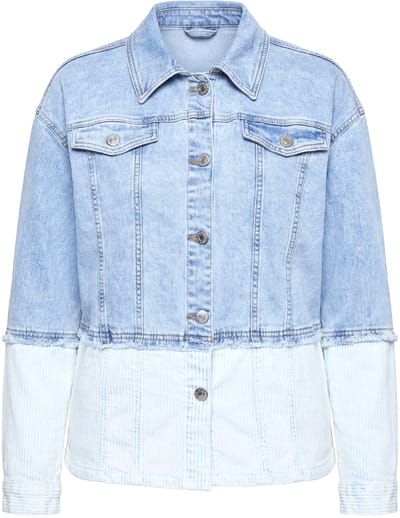 Angel of Style - Dames - Denim jasje Loose Fit patchlook lange mouwen - Licht blauw denim - Maat 44