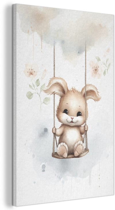 Akoestisch wandpaneel 40x60 cm - Vilt schilderij Konijn - Baby dier - Kinderen - Akoestische panelen - Geluidsdempende wanddecoratie - Geluidsisolatie woonkamer - Muurdecoratie geluidspanelen