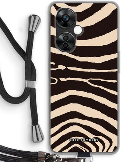Case Company® - Hoesje met koord geschikt voor OnePlus Nord CE 3 Lite hoesje met Koord - Arizona Zebra - Telefoonhoesje met Zwart Koord - Bescherming aan alle Kanten en Over de Schermrand