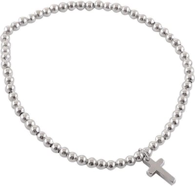Behave - Armband met kruisje - Elastisch - Zilverkleur