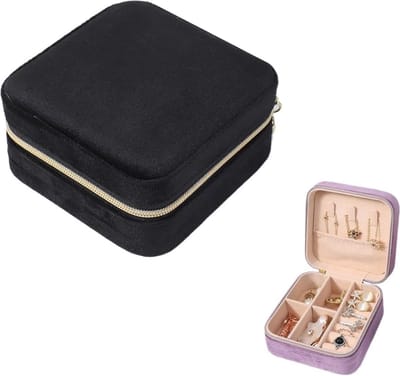 Sieradendoosje - Velvet Zwart | 10 x 10 x 5 cm | Fluweel Sieraden Opberger/Display | Fashion Favorite