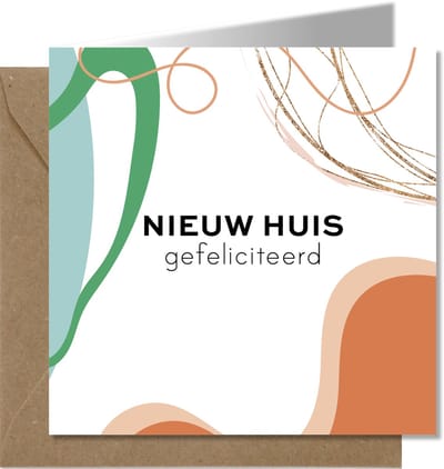 Tallies Cards - greeting - ansichtkaarten - Nieuw huis - Abstract  - Set van 4 wenskaarten - Inclusief kraft envelop -  - 100% Duurzaam