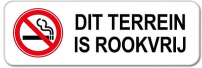 Bord Rookvrij terrein - Weerbestendig Aluminium - 40x15 cm - Bevestiging: Zonder bevestiging (alleen het bord)