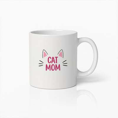 Cat Mom Koffiemok 330ml – Schattige Kattenoren Beker – Perfect Cadeau voor Kattenliefhebbers & Huisdiereigenaren