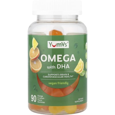 YumVs Gummies Oméga DHA, Orange & Citron, 90 Gommes