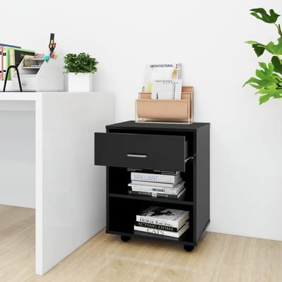 vidaXL - Rolkast - 46x36x59 - cm - bewerkt - hout - zwart