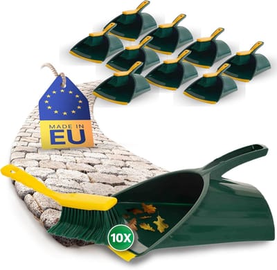 10x Jumbo Klauwenset 2-delige Set Plastic Groen Geel Gebogen Borstels Veegset Stofblik Handbezem (Veegset Klauwenveger, 10)