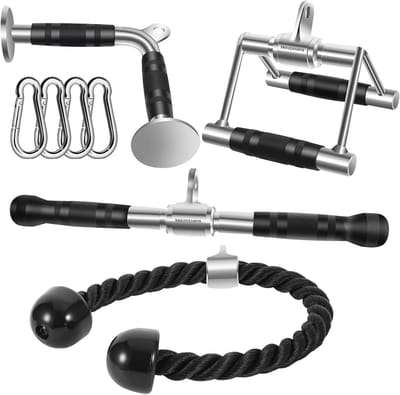 Triceps Kabel Machine Set - Fitness Accessoires - Kracht Training - 360 Graden Draaibaar - tot 800 lbs - Zilver
