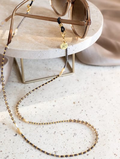 Zonnebril koord - Beige/bruine kralen - Hoge kwaliteit | Sunny Cords