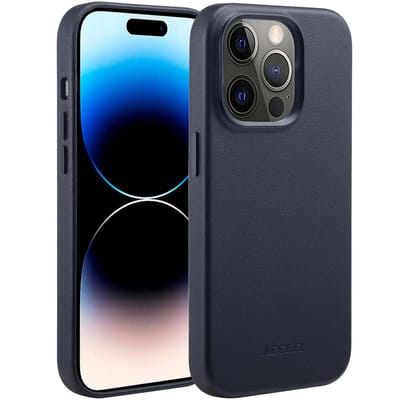Accezz Hoesje - Geschikt voor iPhone 14 Pro - geschikt voor MagSafe Leather Backcover - Black