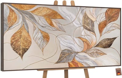 YS Schilderij "Natuurlijke decoratie" - Handgeschilderd canvas schilderij - Wanddecoratie Moderne kunst - Goud - Kunst - Muurdecoratie woonkamer - Slaapkamer decoratie - Kamer accessoires - Abstracte schilderijen kunst - schilderij canvas Grey 100x50