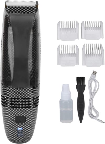 Elektrische Tondeuse - Baardtrimmer Haar Snijder - Snel Schoon Trimmen - Automatische Haarzuiging - 4 Gids Kammen