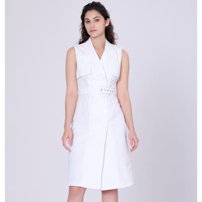 Trench -stijl mouwloze jurk met dubbele borsten