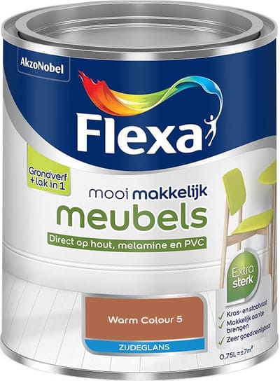 Flexa - Mooi Makkelijk Meubels Zijdeglans - Warm Colour 5 - Mengverf - 750 Ml